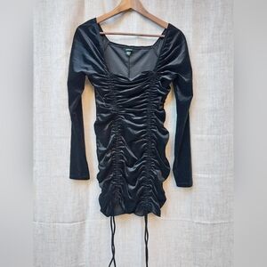 Wild Fable Black Long Sleeve Ruched Dress